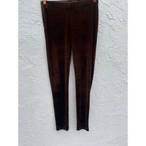 Twiggy London Elastic Waist Side Zip Skinny Leg Brown Velvet Pants Sz M